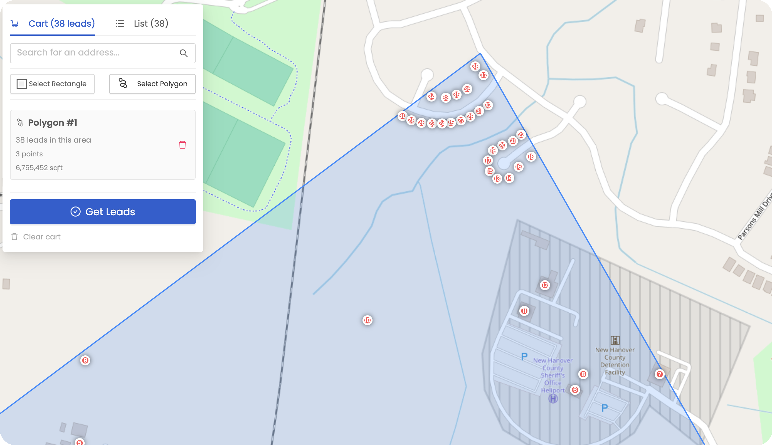 Turn the selected territory into a saved contact list